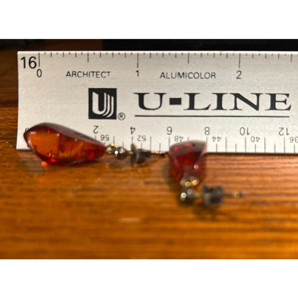 Women's vintage Amber Teardrop Dangle Earrings One Size - Picture 4 of 4